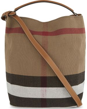 Burberry Ashby Medium Canvas Bucket Bag - Brown