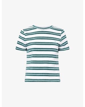 4th & Reckless Livia Striped-Pattern Cotton-Blend T-Shirt - Blue