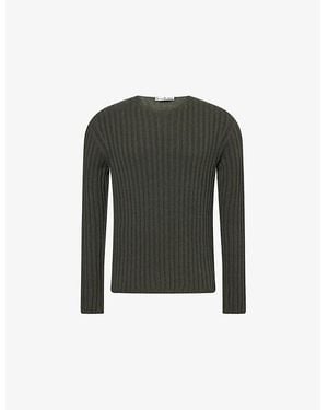 Acne Studios Ribbed Crewneck Knitted Jumper - Green
