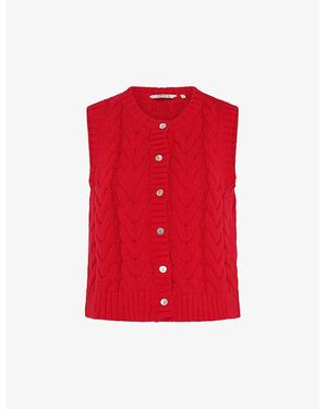 OMNES Matilda Cable-Knit Cotton Knitted Vest - Red