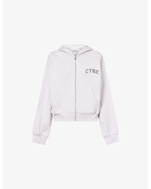 The Couture Club Logo-Embroidered Zip-Up Cotton Hoody - White