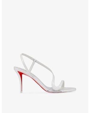Christian Louboutin Rosa Z 80 Patent-Leather Heeled Sandals - White