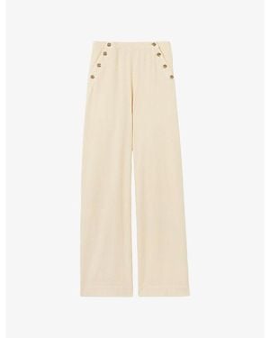 Claudie Pierlot Button-Up Wide-Leg Mid-Rise Denim Jeans - Natural