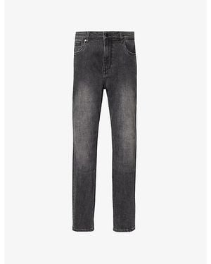 Arne Brand-Patch Slim-Leg Slim-Fit Stretch-Denim Jeans - Grey