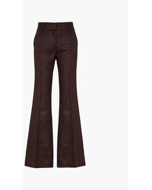 Gabriela Hearst Rhein Two-Slip-Pockets Straight-Leg Mid-Rise Silk Trousers - Brown