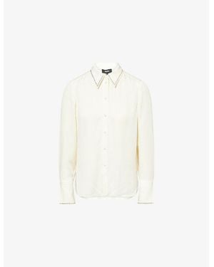 ME+EM Sequin-Embellished Tuxedo Silk Shirt - White