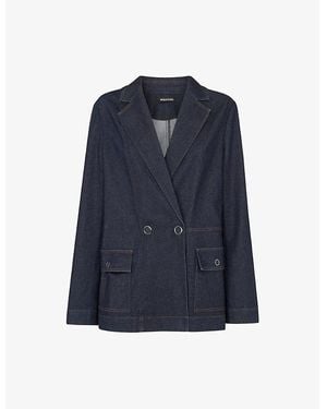 Whistles Joanna Patch-Pocket Denim Blazer - Blue