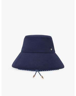 Maje Embellished Wide-Brim Cotton Hat - Blue