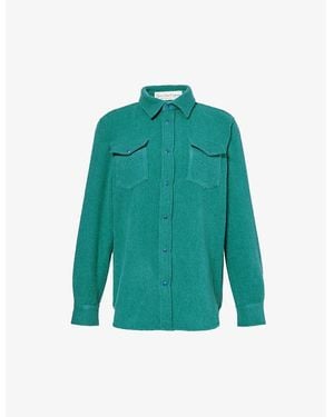God's True Cashmere Gemstone-Embellished Cashmere Shirt - Green