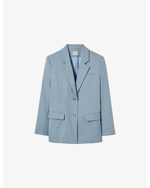 Claudie Pierlot Single-Breasted Tailored Linen-Blend Blazer - Blue