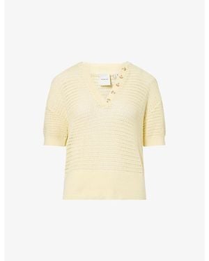 Varley Callie Open-Knit Cotton Top - Natural