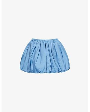Amy Lynn Claudia Puffball Chambray Mini Skirt - Blue