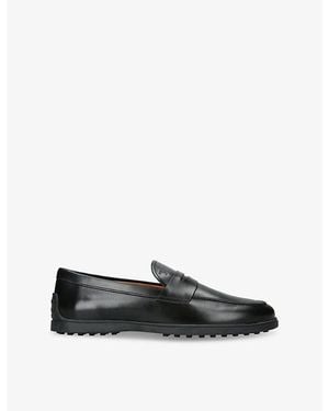 Tod's Mocassino Gomma Leather Loafers - Black