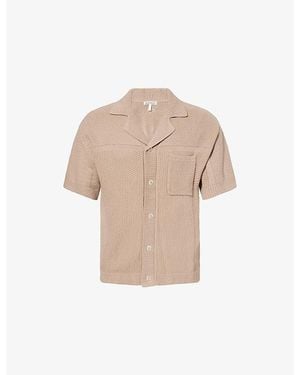 The Couture Club Short-Sleeve Crochet Cotton-Knit Shirt - Natural
