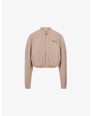 GYMSHARK Waffle Midi Zip-Up Jersey Jacket - Natural