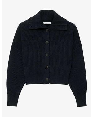 AllSaints Caron Cropped Merino Wool Cardigan - Blue