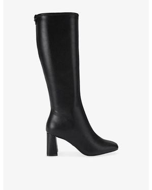 Carvela Kurt Geiger Rometta Faux-Leather Heeled High-Leg Boots - Black