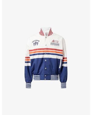 ICECREAM Moto Logo-Print Cotton Bomber Jacket - Blue