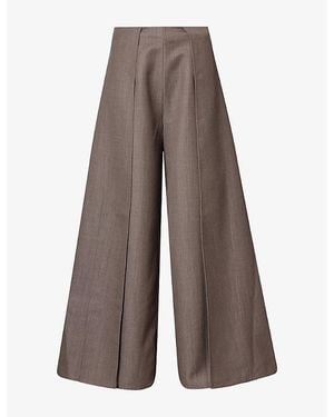 Ruohan Morea Wide-Leg Wool Pants - Brown
