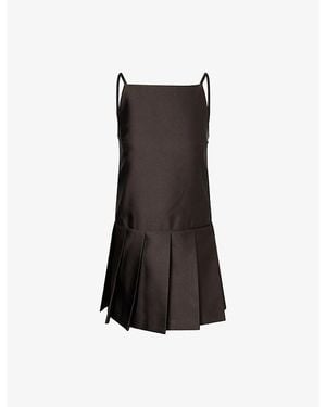 Acne Studios Pleated Satin Mini Dress - Black