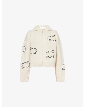 Mother The Crop Raquette Wool And Cotton-Blend Cardigan - White