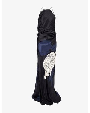 Victoria Beckham Chain-Strap Backless Satin Maxi Dress - Black