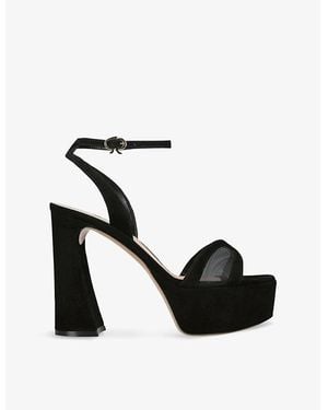 Gianvito Rossi Velvet And Mesh Platform Sandals in Black | Lyst
