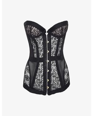 Agent Provocateur Mercy Lace And Mesh Corset - Blue