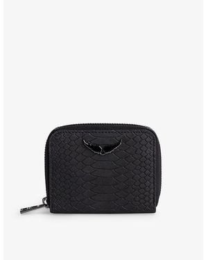 Zadig & Voltaire Mini Zv Wing-Embellished Textured-Leather Purse - Black