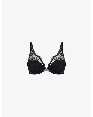 Simone Perele Intrigue Triangle Underwired Lace Push-Up Bra - Black