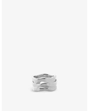 Monica Vinader Wave Triple Band Sterling- Ring - White