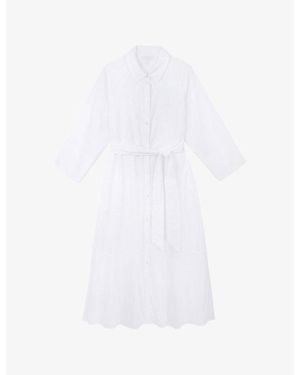 The White Company Collared Curved-Hem Cotton-Poplin Midi Dress - White