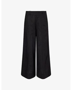 ME+EM Wide-Leg Crease-Less Linen-Blend Trousers - Black
