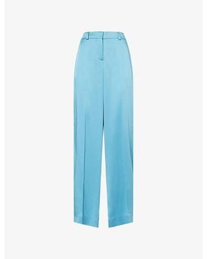 Stella McCartney Wide-Leg Tailored Satin Trousers - Blue