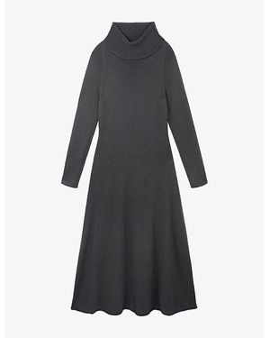 The White Company Funnel-Neck Long-Sleeve Wool And Cashmere-Blend Maxi Dress - Black