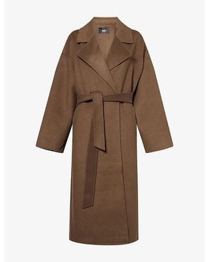 PAIGE Connery Longline Wool-Blend Coat - Brown