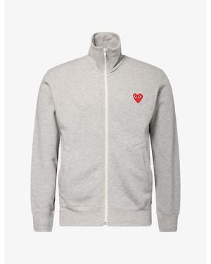 COMME DES GARÇONS PLAY Heart-Appliqué Cotton Track Jacket - Gray