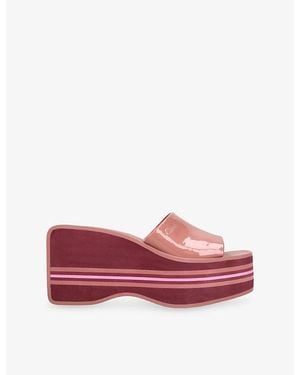 Chloé Swimming Cool Wedge Leather Sandals - Red