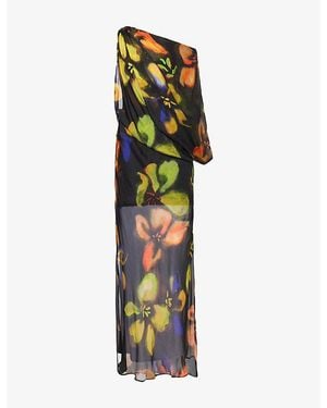 SIR. Arisa Printed Draped Woven Maxi Dress - Green