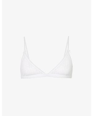 Cou Cou Intimates Pointelle Organic-cotton Triangle Bra - White