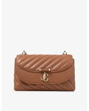 Jimmy Choo Curve Small Quilted Biker Leather Crossbody Bag - Brown