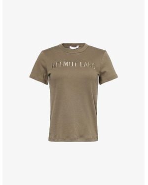 Helmut Lang Brand-Embroidery Round-Neck Cotton-Jersey T-Shirt - Natural