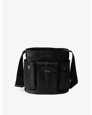 Prada Route Mini Leather Bucket Bag - Black