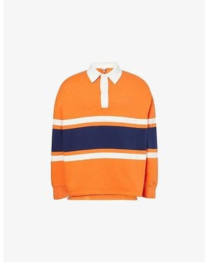 Loewe Striped Long-Sleeve Cotton Polo Shirt - Orange
