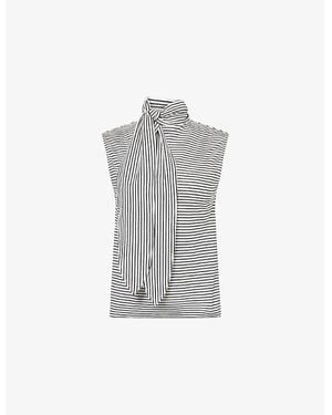 ME+EM Scarf-Neck Sleeveless Cotton-Jersey T-Shirt - Gray