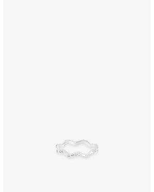 Astrid & Miyu Ripple-Plated Sterling And Cubic Zirconia Band Ring - White