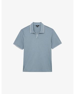 Reiss Nico Air-Water Tipped Cotton Polo Shirt - Blue