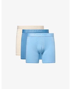 Calvin Klein Ultra Soft Pack Of Three Modal-Jersey Boxer Briefs - Blue