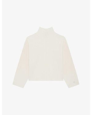 The Kooples Logo-Embroidered Funnel-Neck Stretch-Woven Jumper - White