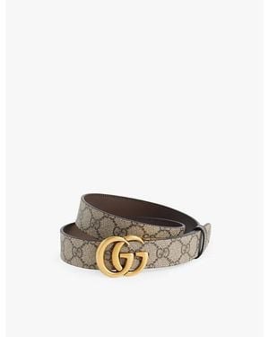 Gucci Gg Marmont Reversible Canvas And Leather Belt - Multicolor